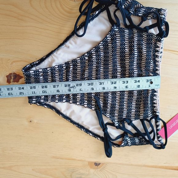 🎀3/$30 NWT! Bathing Suit Bikini Bottom - Nude (Peach) and black crochet 3321 - Picture 9 of 9